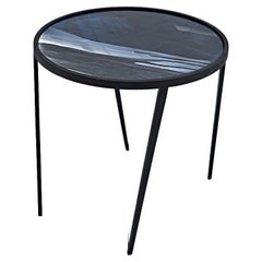 Side Table Origine Ceramic with Lacquered Steel Legs by Benjamin Poulanges