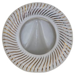 Round Ceramic Table Photo Frame White & Gold Swirl Hollywood Regency 1980s