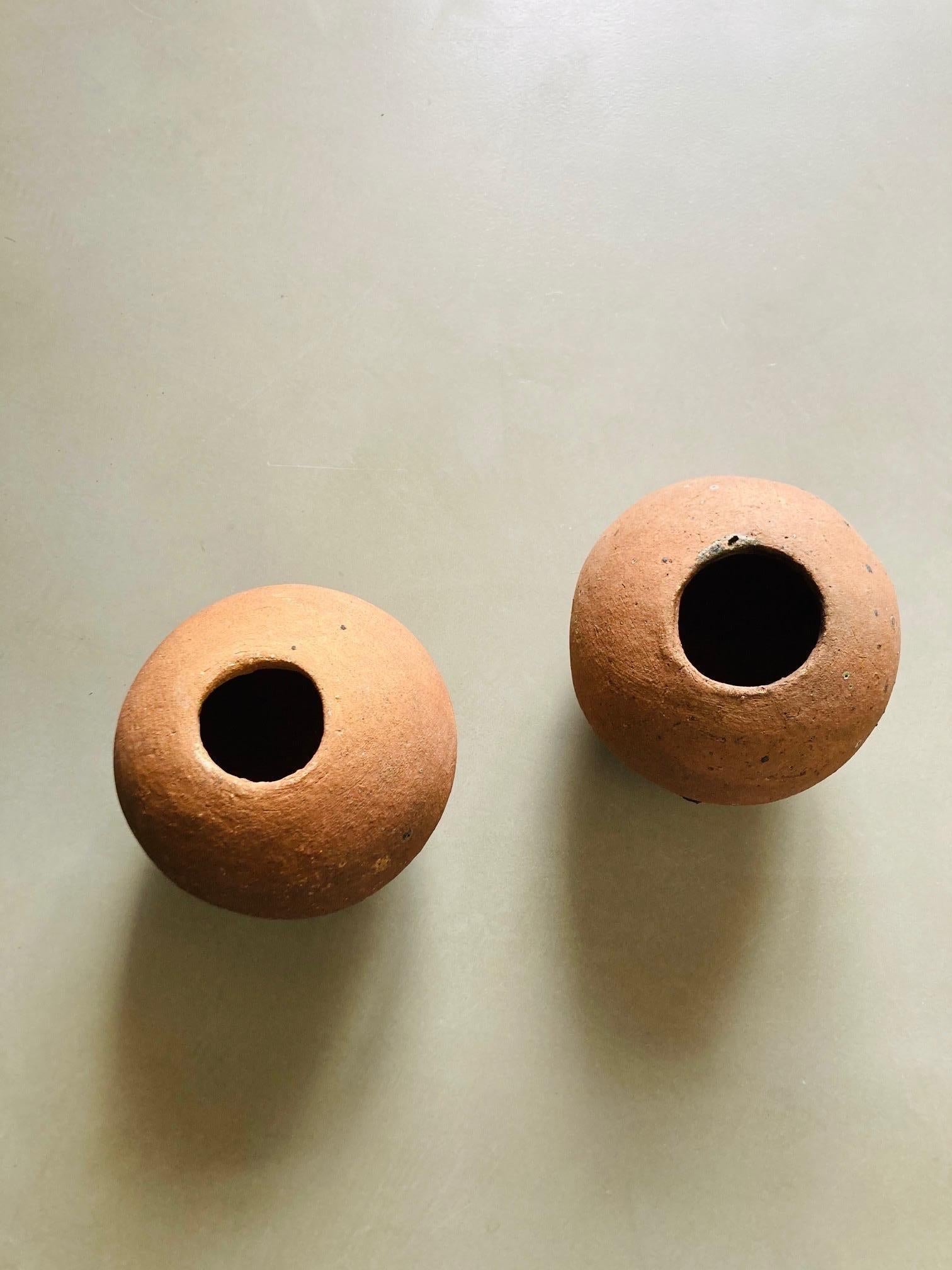 American Classical Round Ceramic Vases or Decorative Balls 1970 Pink Color by Guy Bareff For Sale