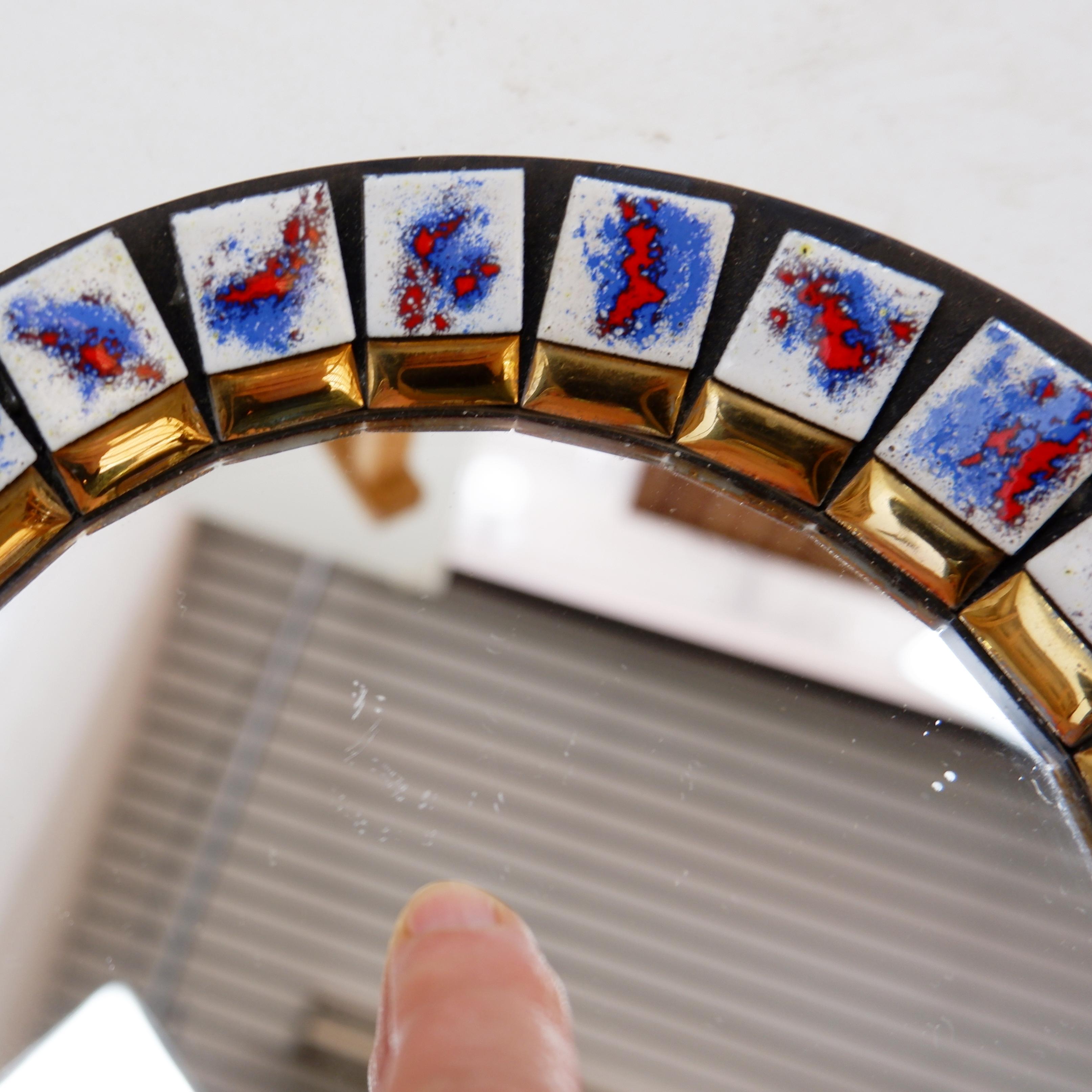 Miroir mural rond en céramique, Belgique 1970 en vente 7