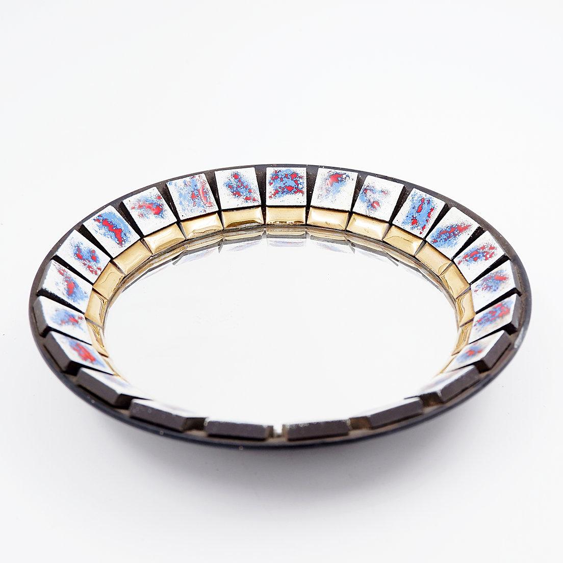 Céramique Miroir mural rond en céramique, Belgique 1970 en vente