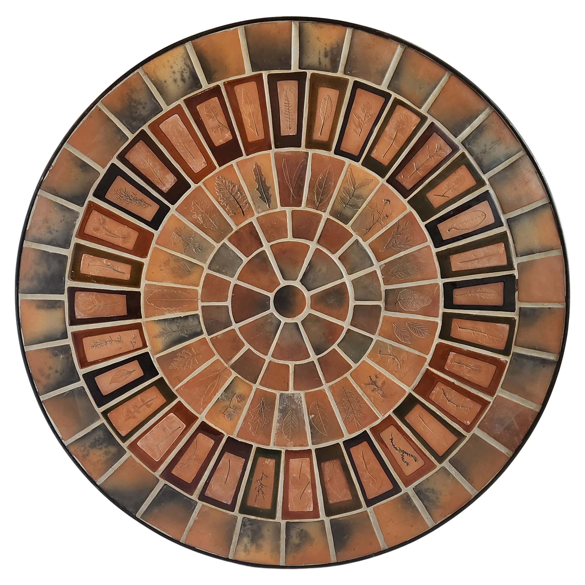 Roger Capron - Round Ceramic Wall Panel from the Herbier's Series