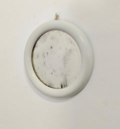 Round Ceramic White Wall Mirror Production Italy 1960s Mid-Century Modern