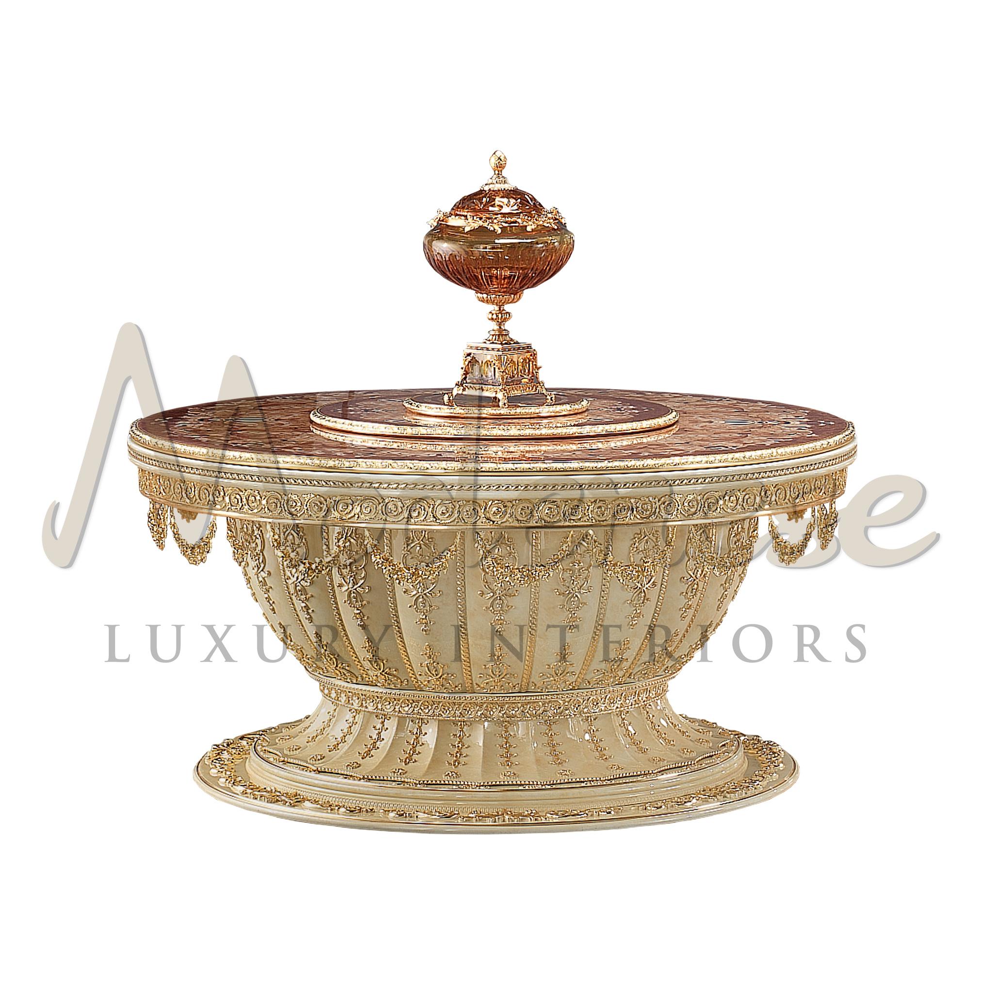 Rococo Round Ceremonial Table with Lifting Mechanism by Modenese Gastone For Sale