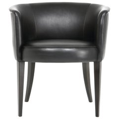 Round Chair in Dark Brown Leather, Vica Designed by Annabelle Selldorf