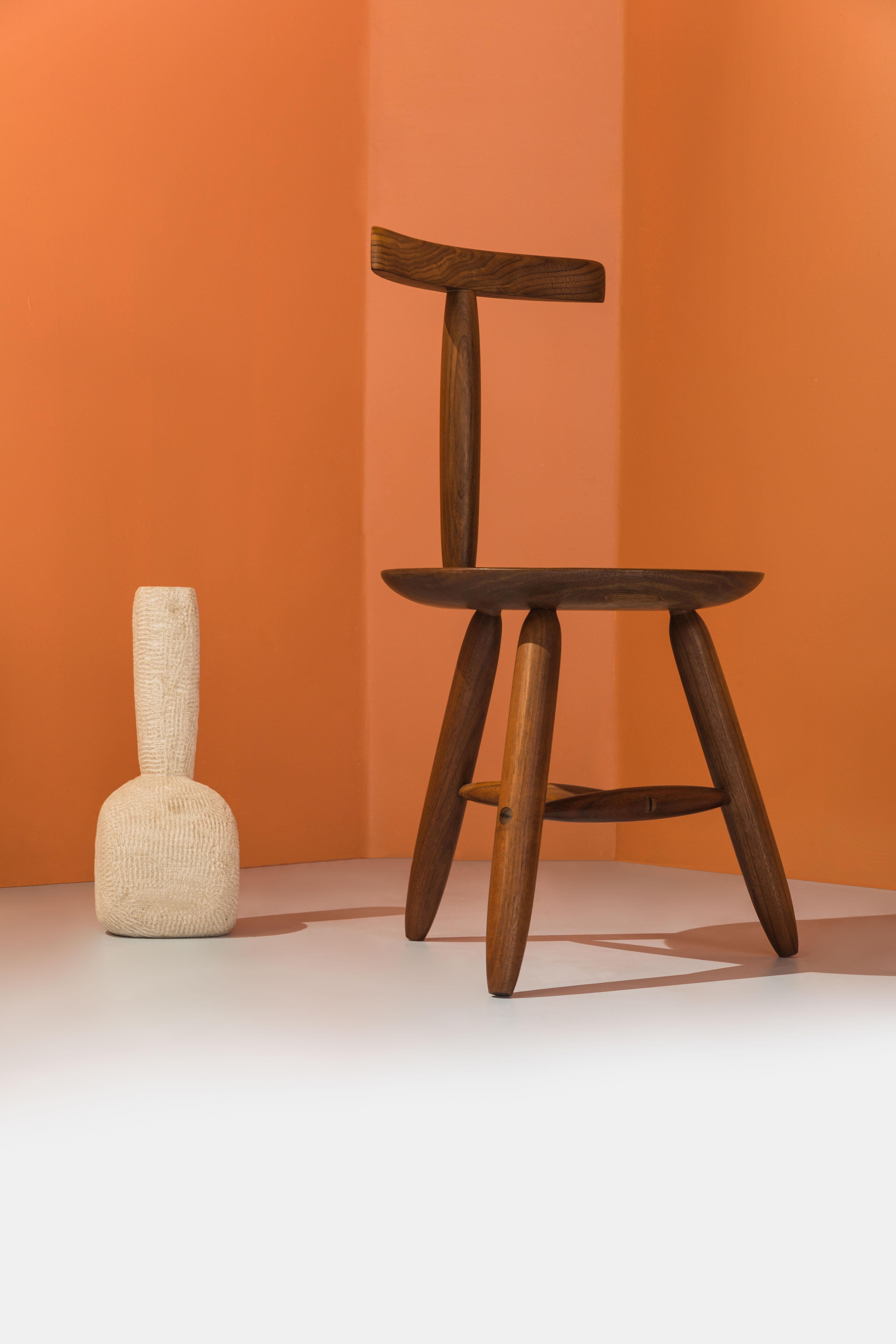 Scandinavian Modern Round Chair with Exquisite Joinery in Walnut by Birnam Wood Studio