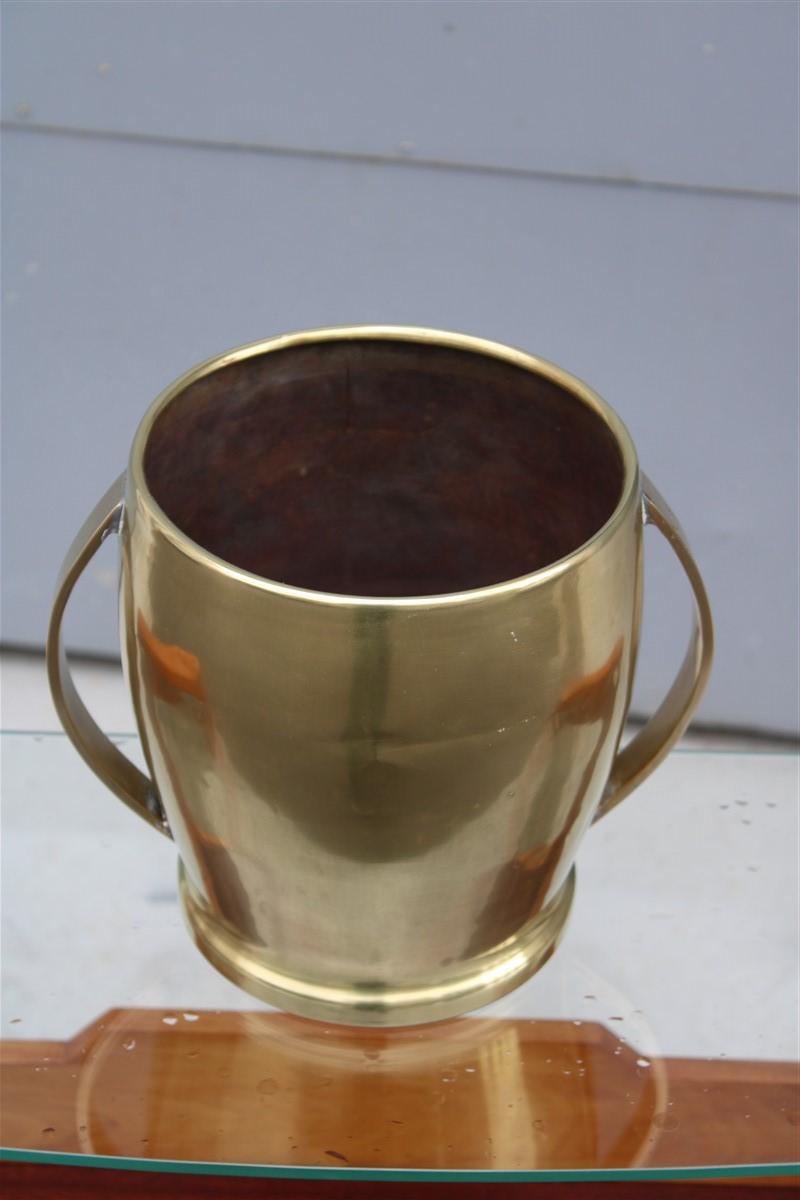 Round champagne bucket Italian design brass gold, midcentury.