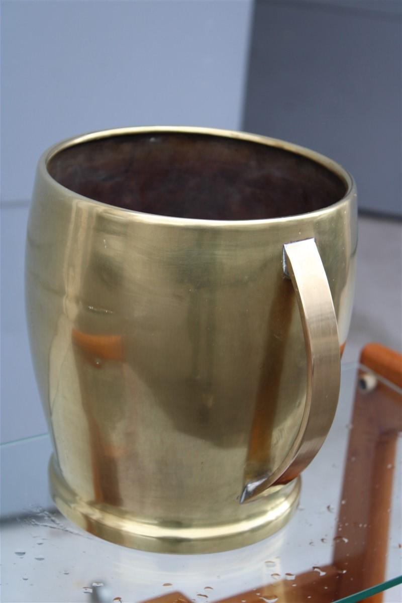 Mid-20th Century Round Champagne Bucket Italian Design Brass Gold, Midcentury For Sale