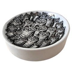 Round Change Bowl with Owls Attributed to Fornasetti