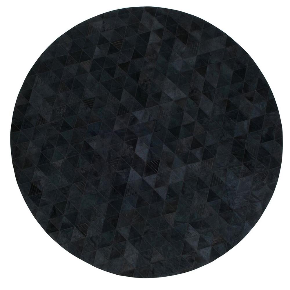 Machine-Made Round Charcoal Customizable Trilogia Cowhide Area Rug X-Large For Sale