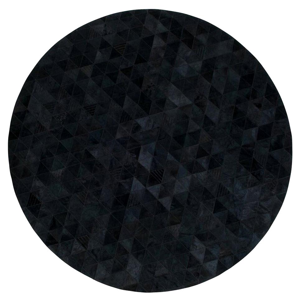 Round Charcoal Customizable Trilogia Cowhide Area Rug X-Large