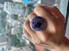 Round charoite silver ring