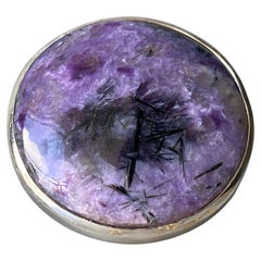Round charoite silver ring