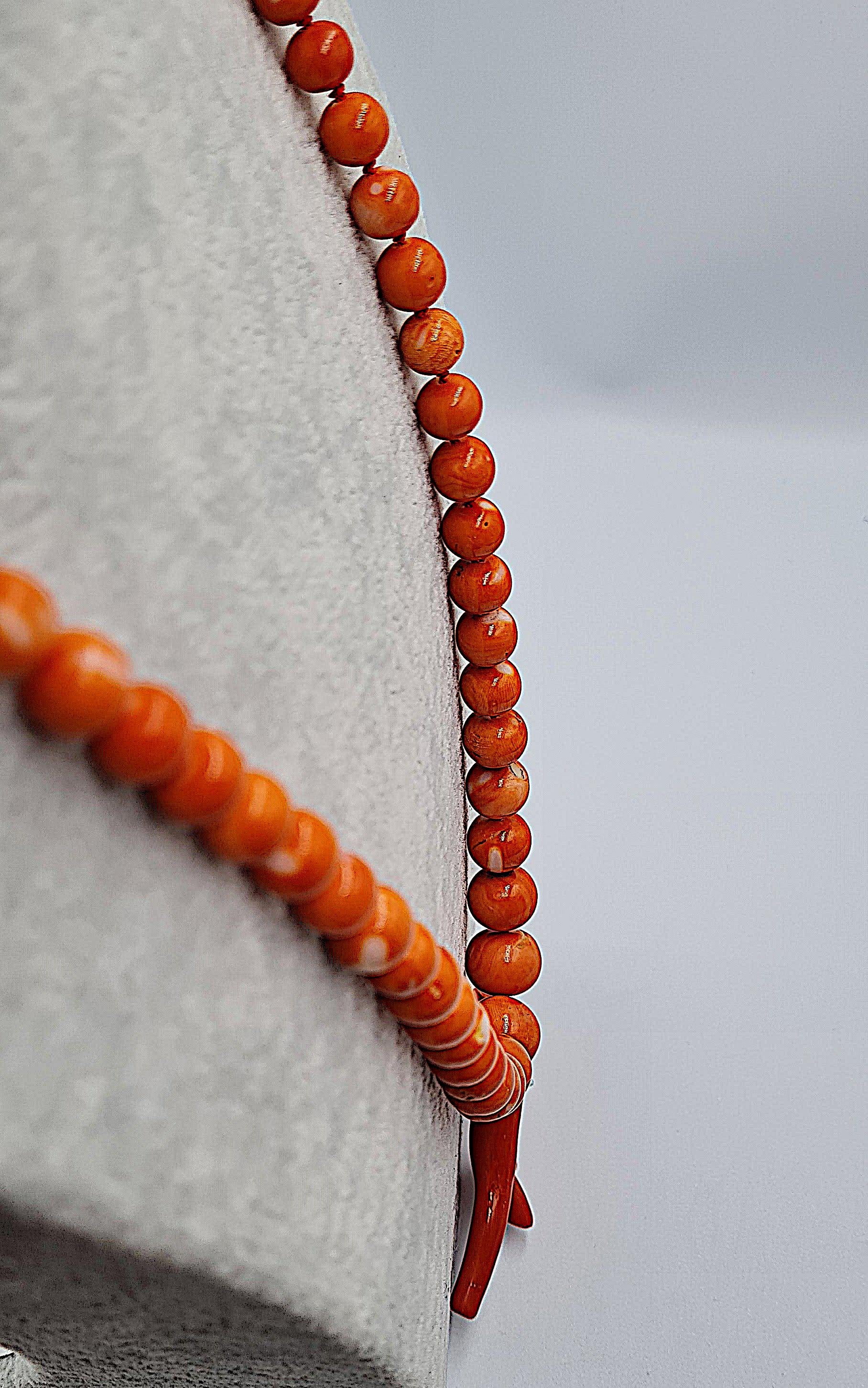 Artisan Round Cherry Coral Necklace, with Silver Clasp
