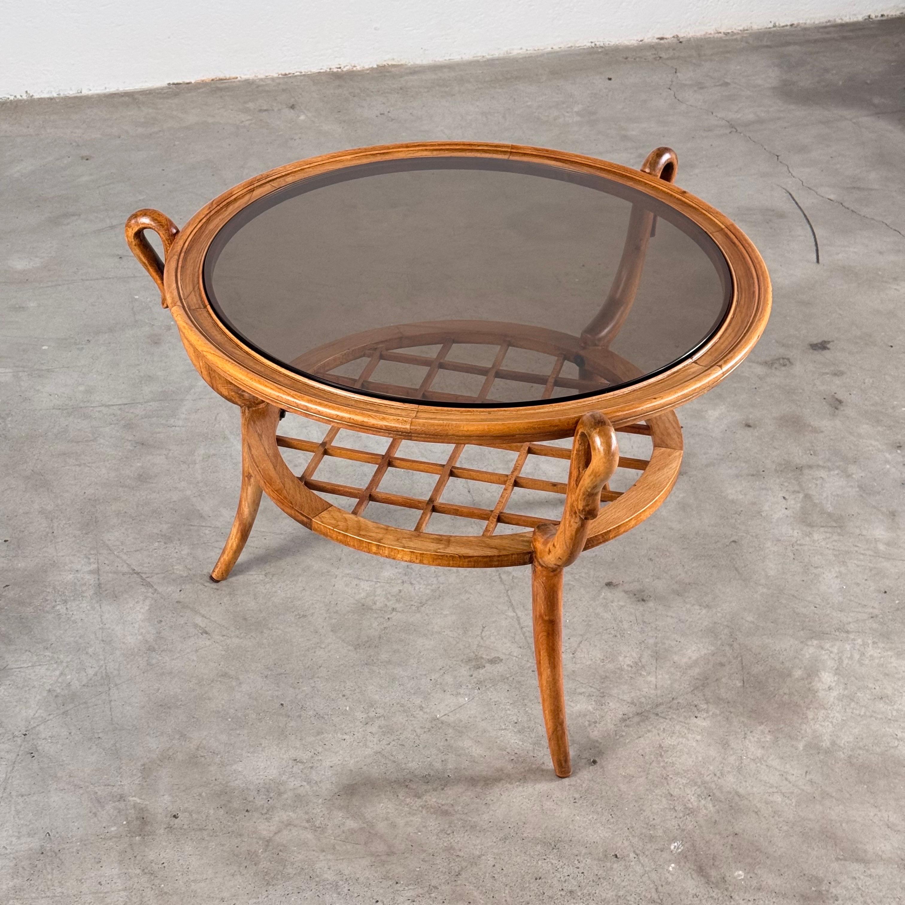 Hand-Crafted Round Coffee Table attribuited to Paolo Buffa for Arrighi Serafino, 1950s For Sale