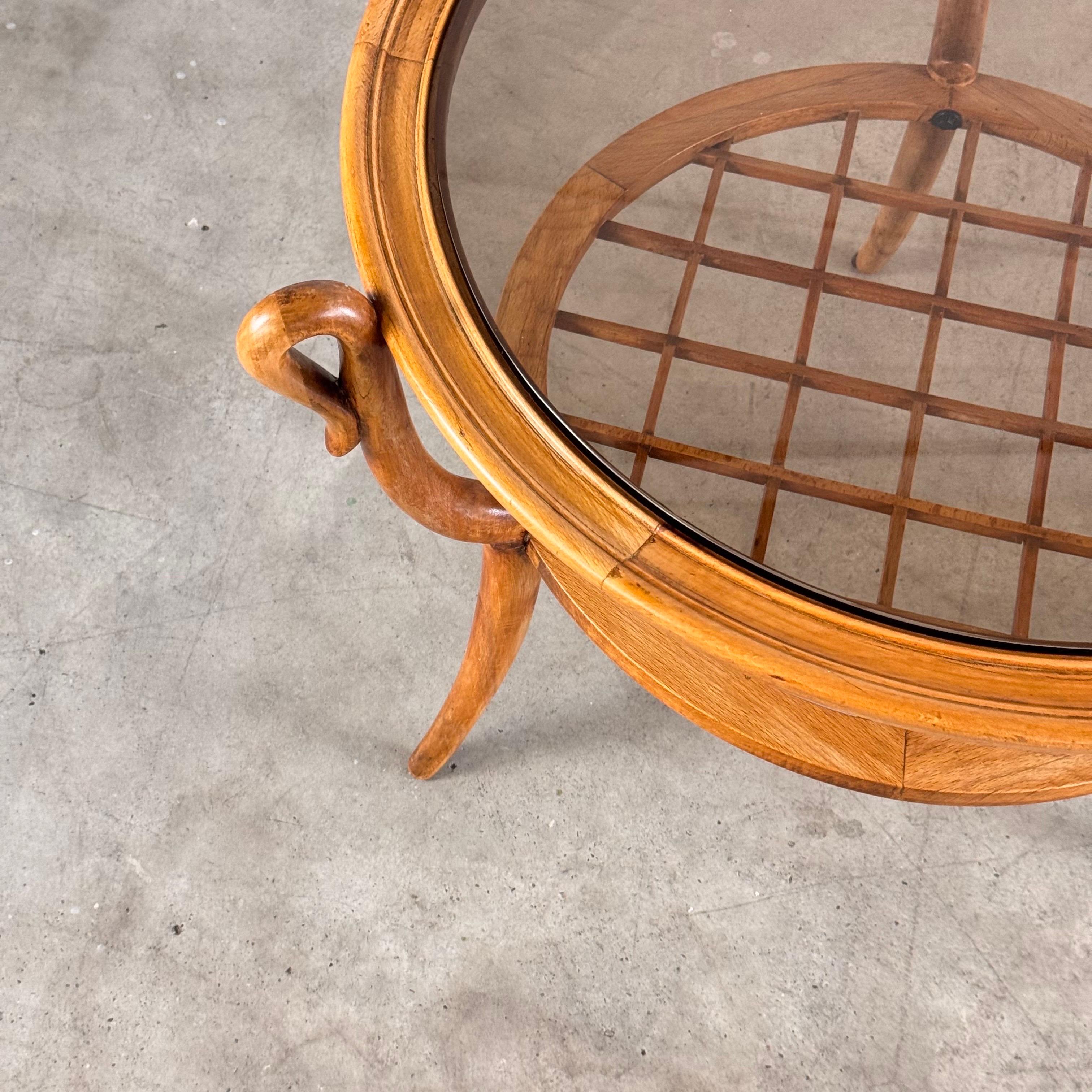Smoked Glass Round Coffee Table attribuited to Paolo Buffa for Arrighi Serafino, 1950s For Sale