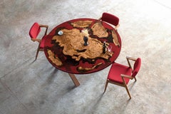 Round Chestnut Wood Epoxy Resin Dining Table - Custom Wood Table