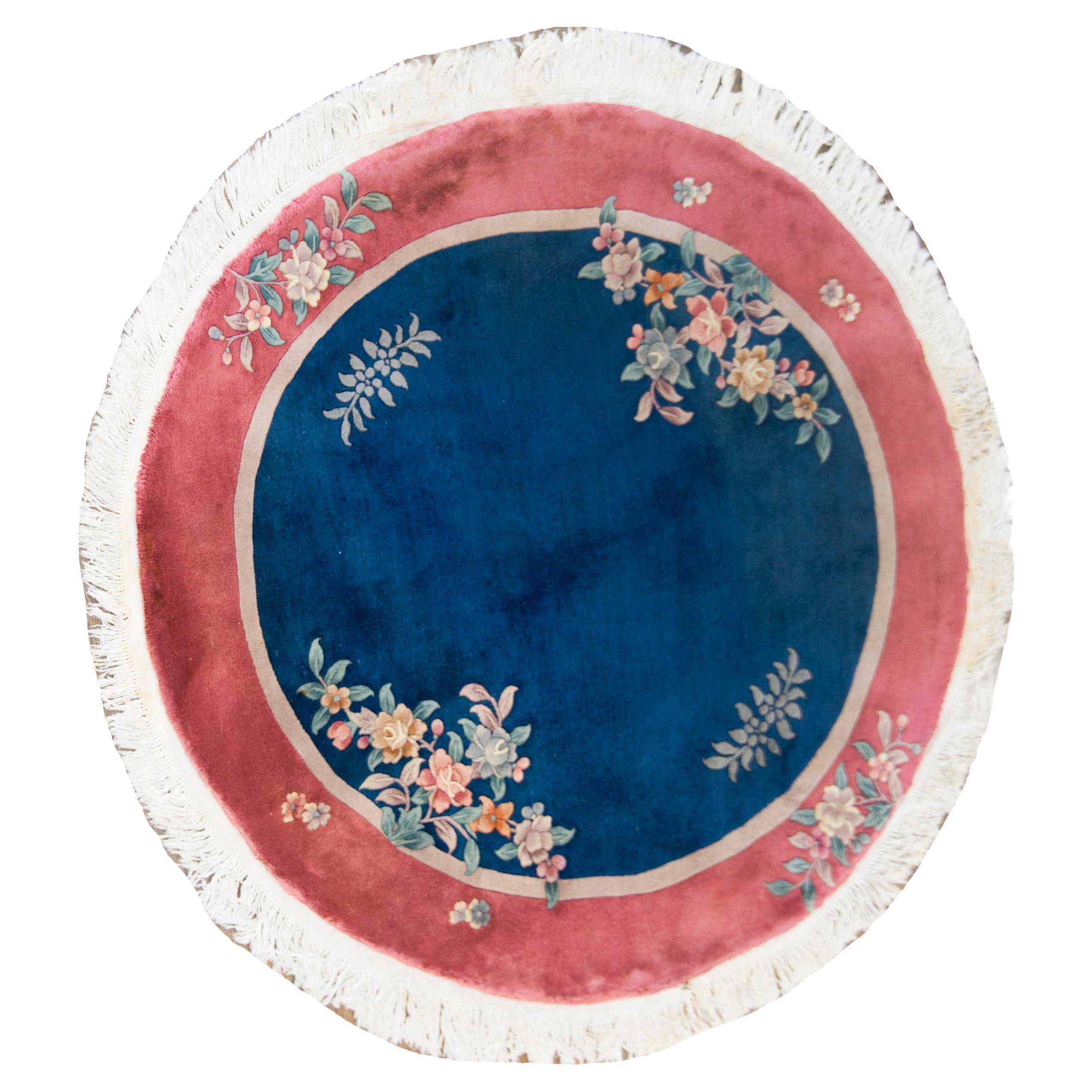 Round Chinese Art Deco Rug For Sale