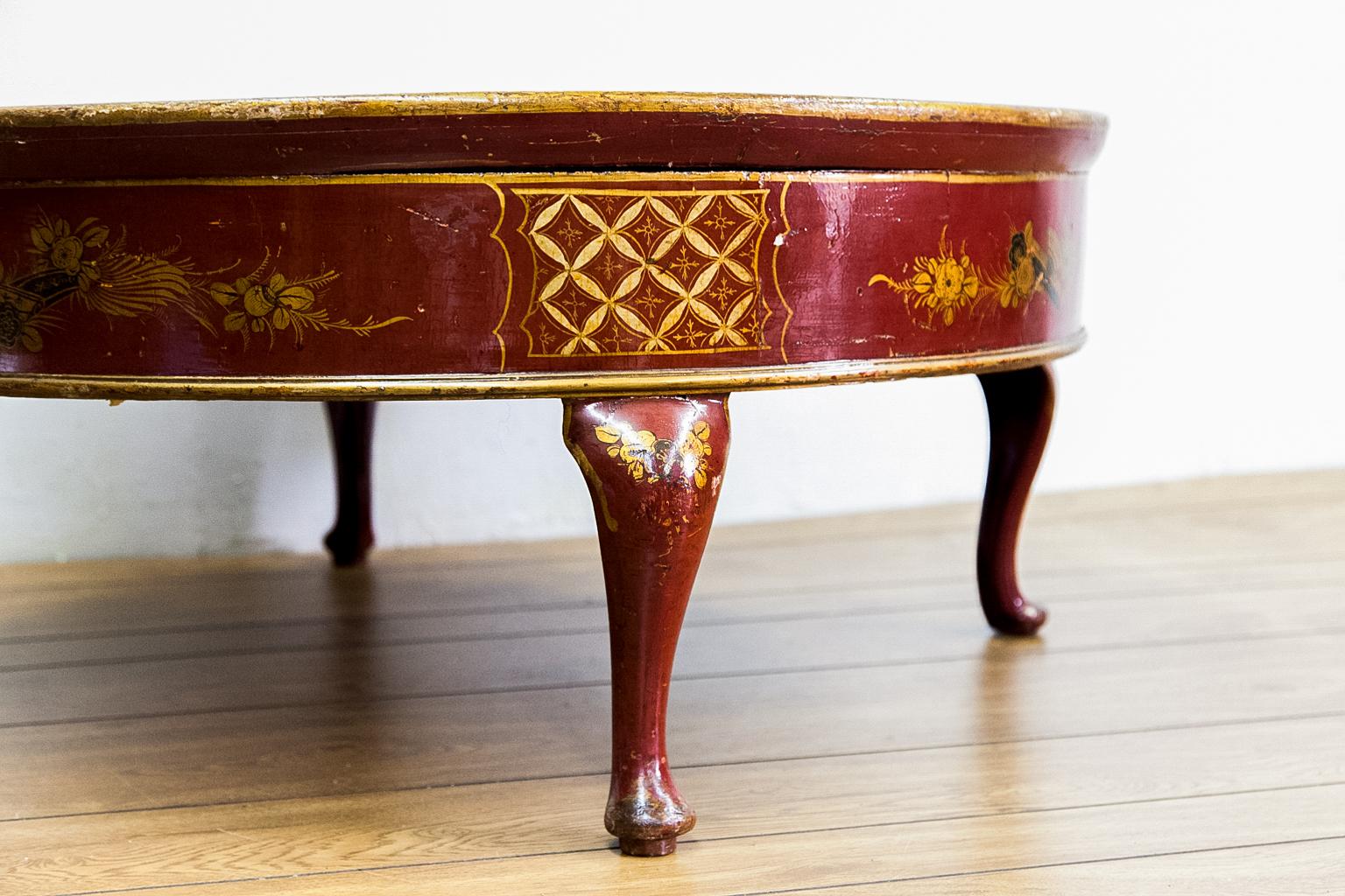 English Round Chinese Chinoiserie Coffee Table