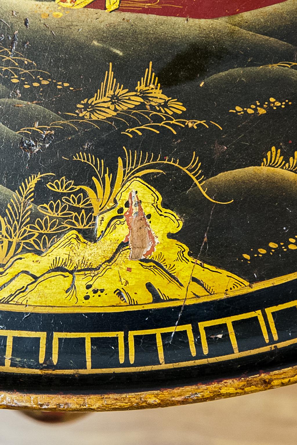Hand-Painted Round Chinese Chinoiserie Coffee Table