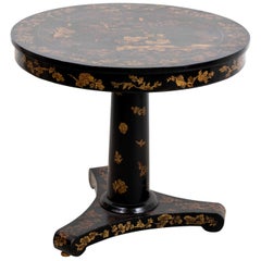 Round Chinese Lacquered Table with Chinese Decoration