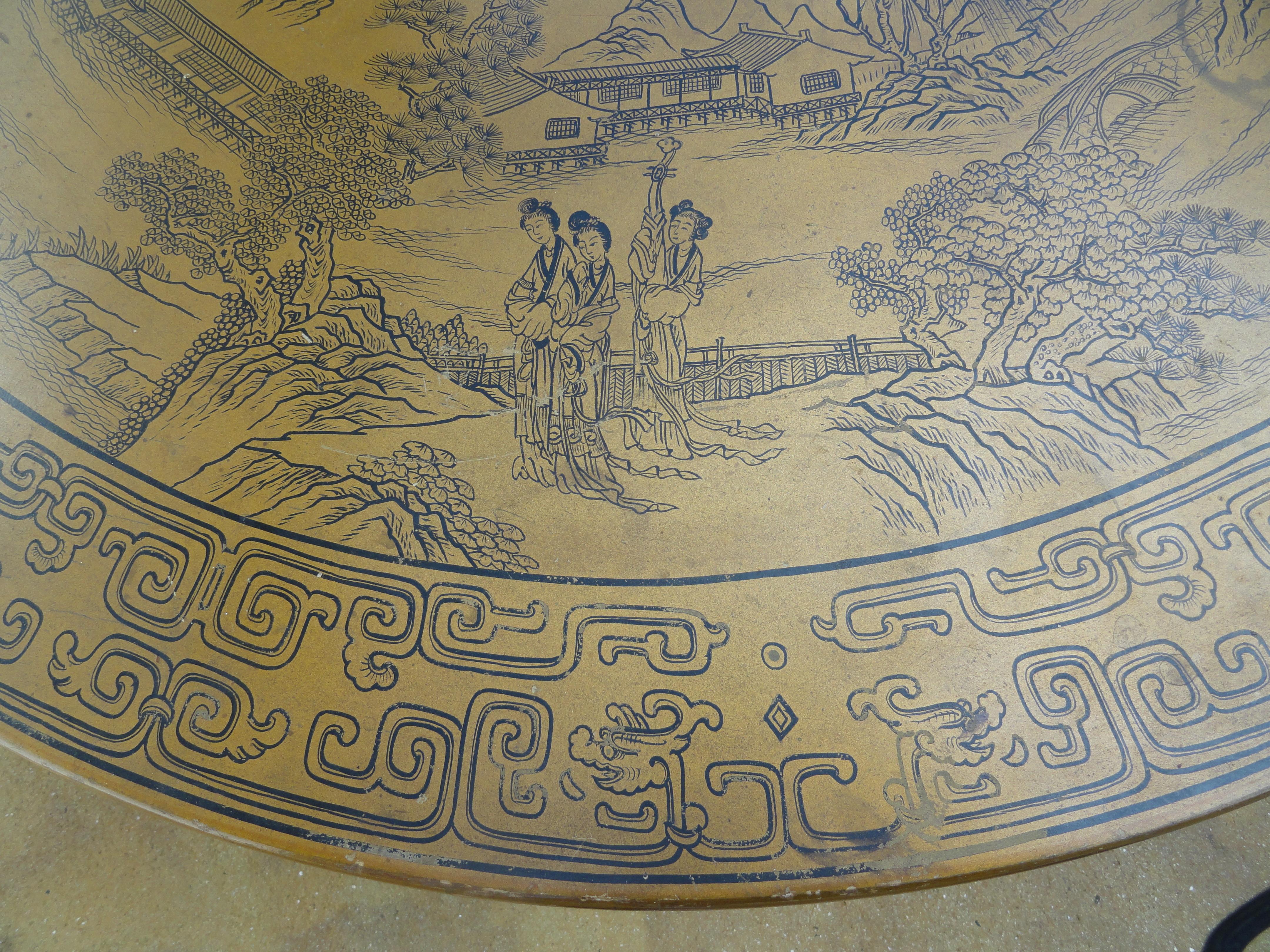 Mid-20th Century Round Chinese Painted Table For Sale