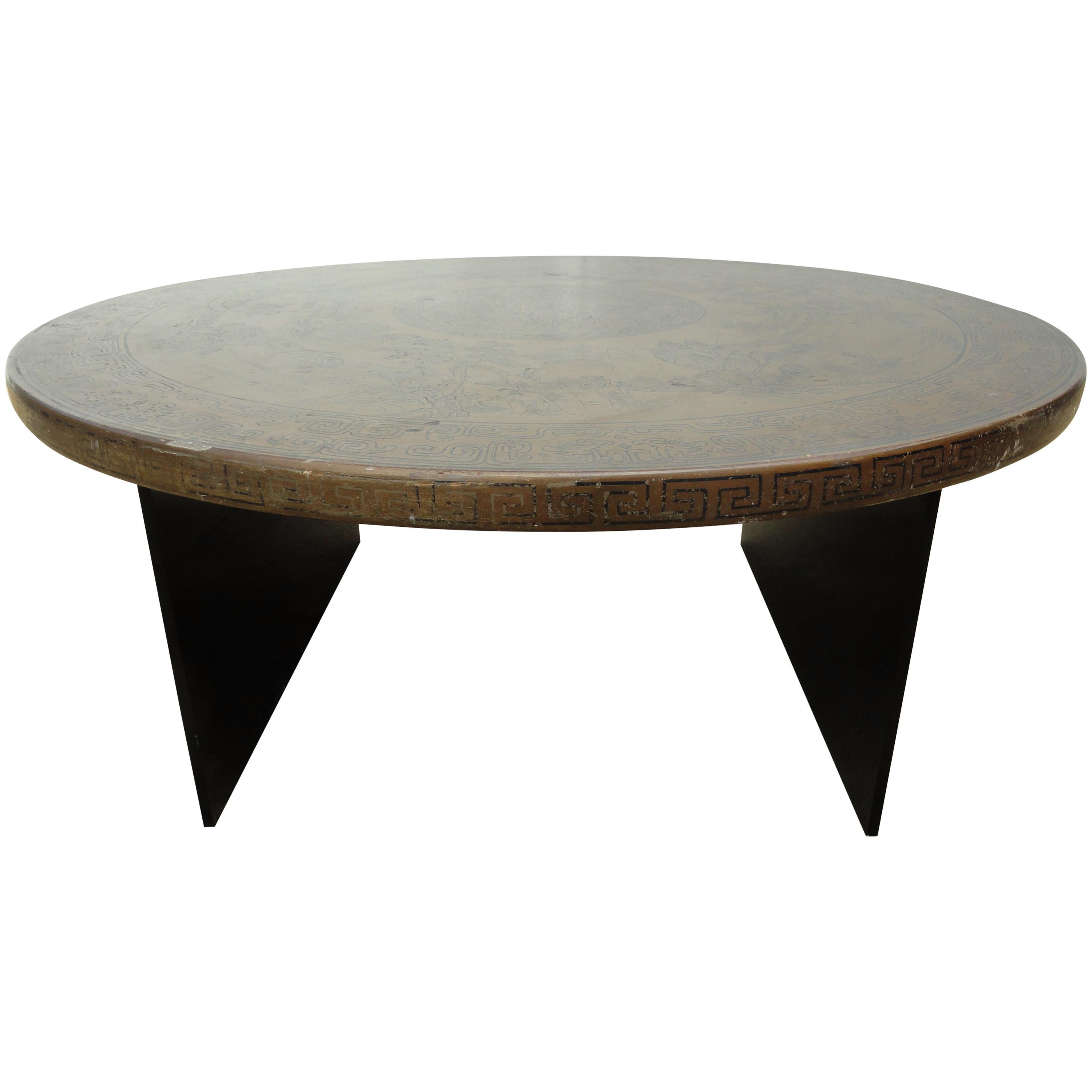 Round Chinese Painted Table For Sale