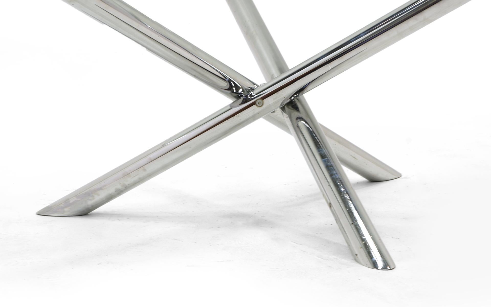 Mid-Century Modern Round Chrome and Glass X-Base Coffee Table, 1960s