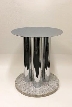 Round Chrome and Granite Dining Table Base by Pace Collection