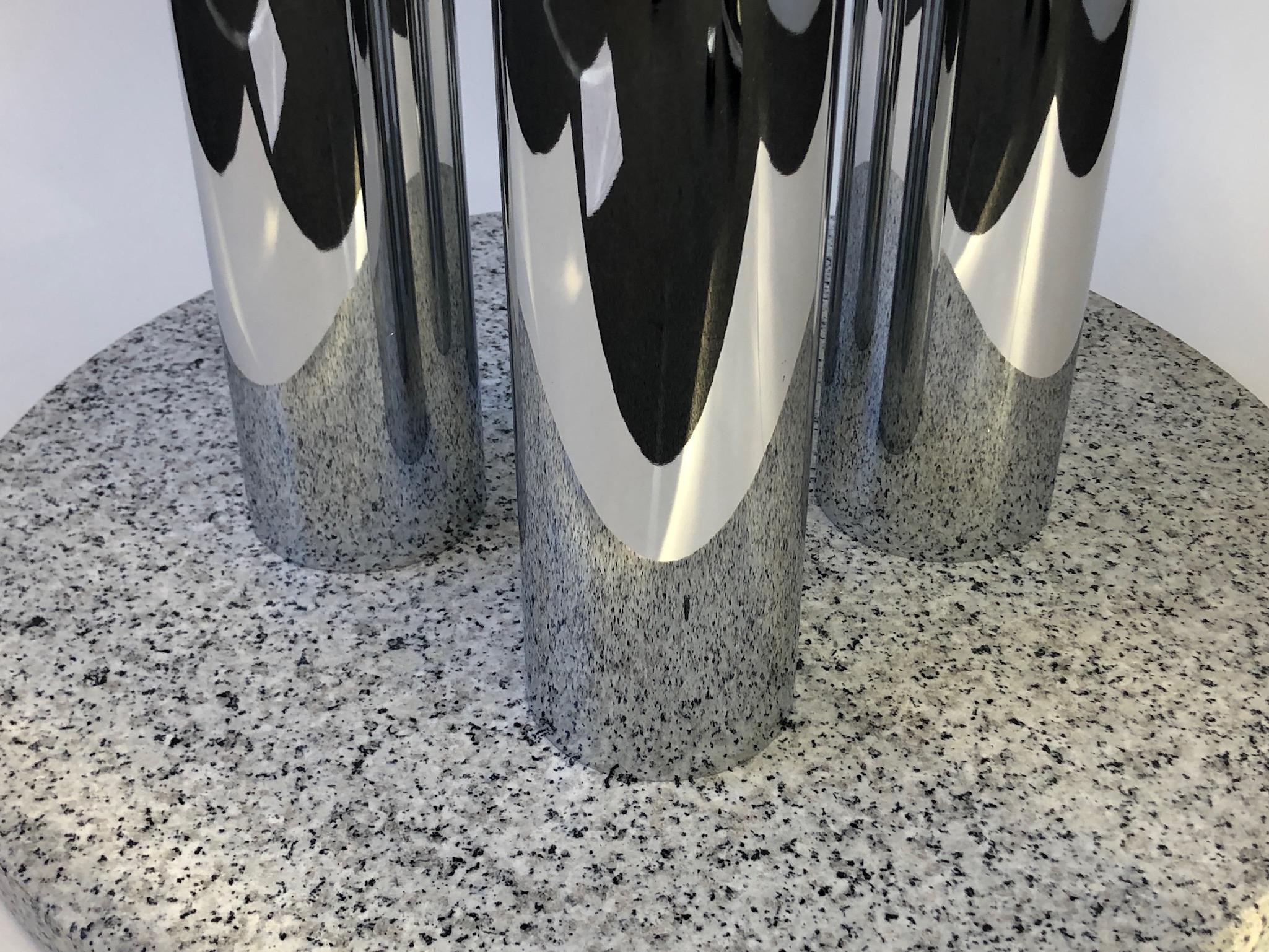 Round Chrome and Granite Dining Table Base by Pace Collection In Good Condition For Sale In Palm Springs, CA