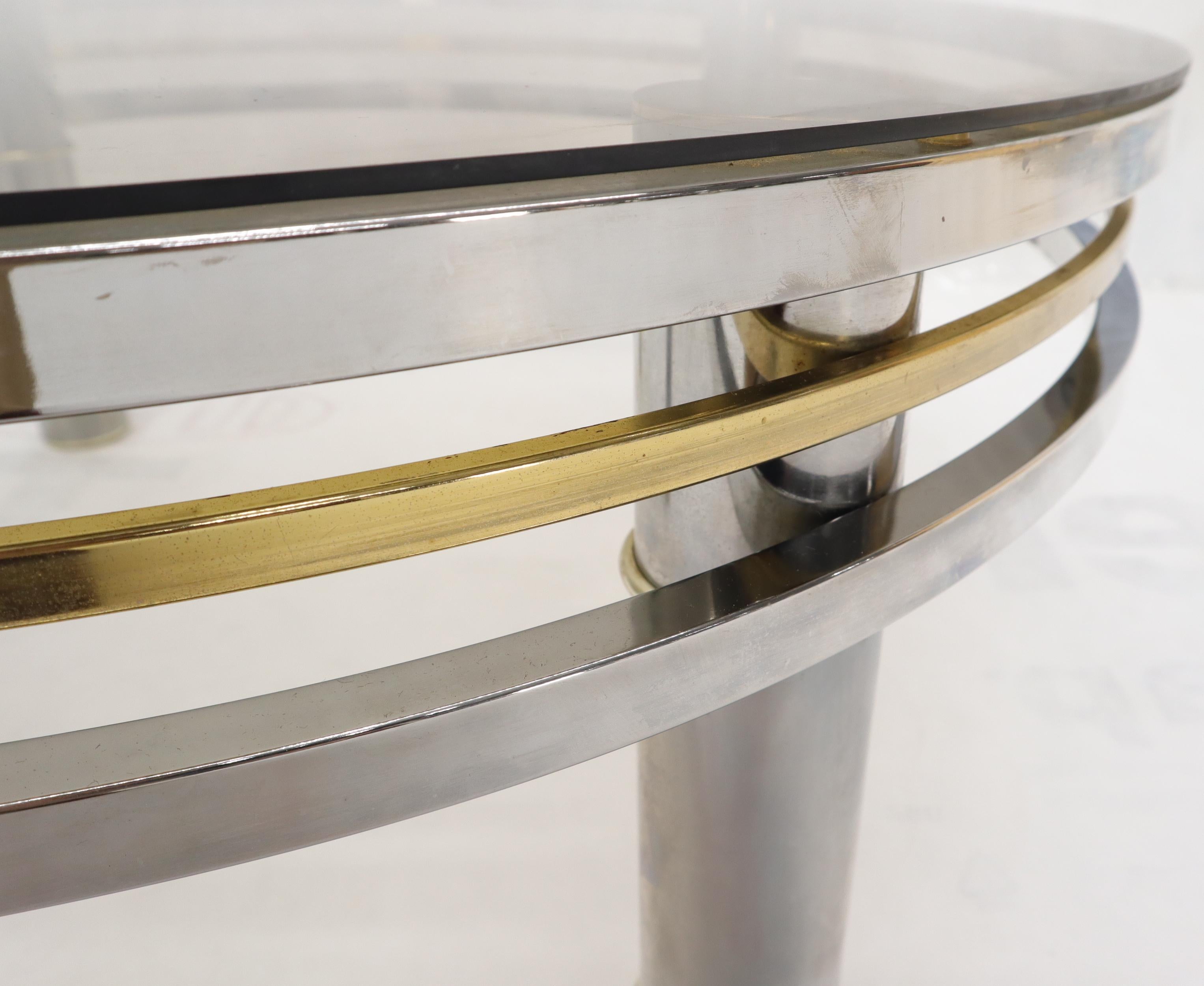 Round Chrome Brass Smoked Glass Mid-Century Modern Coffee Table 3