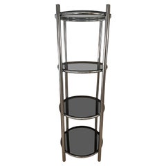 Round Chrome Étagère with Smoked Glass Shelves