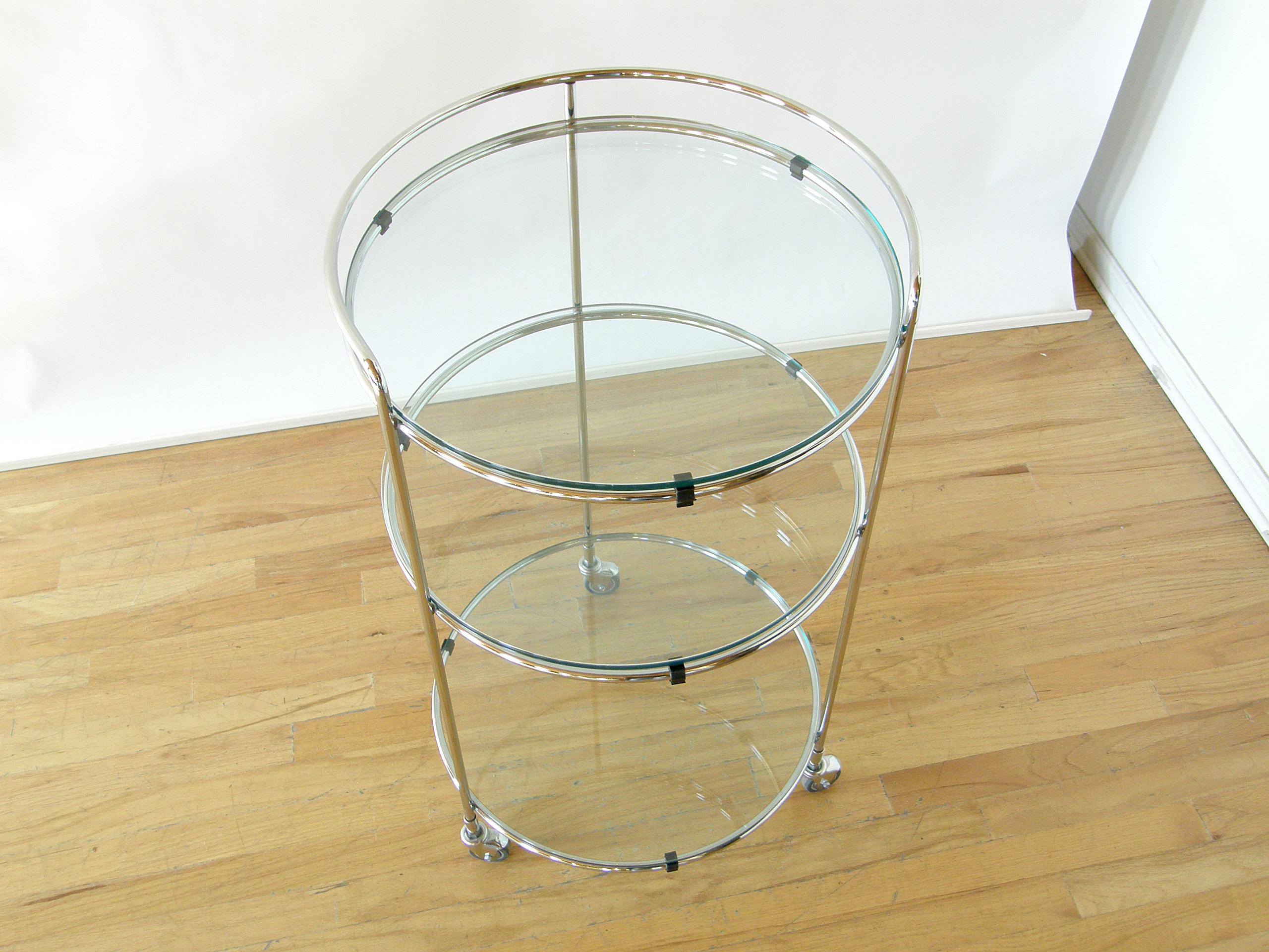 round bar cart with glass rack