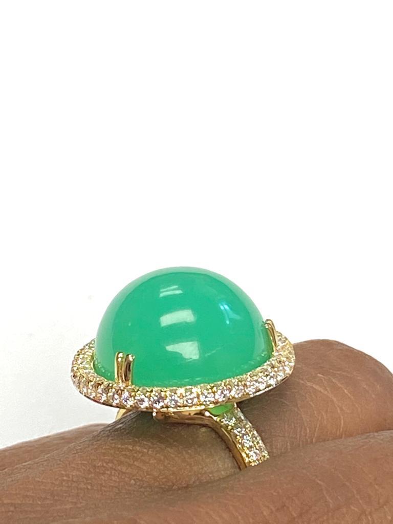 Goshwara Round Chrysoprase And Diamond Ring For Sale 5