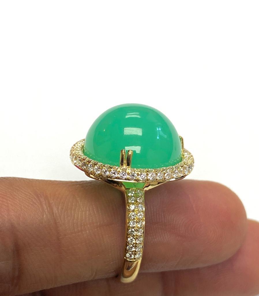 Goshwara Round Chrysoprase And Diamond Ring For Sale 6