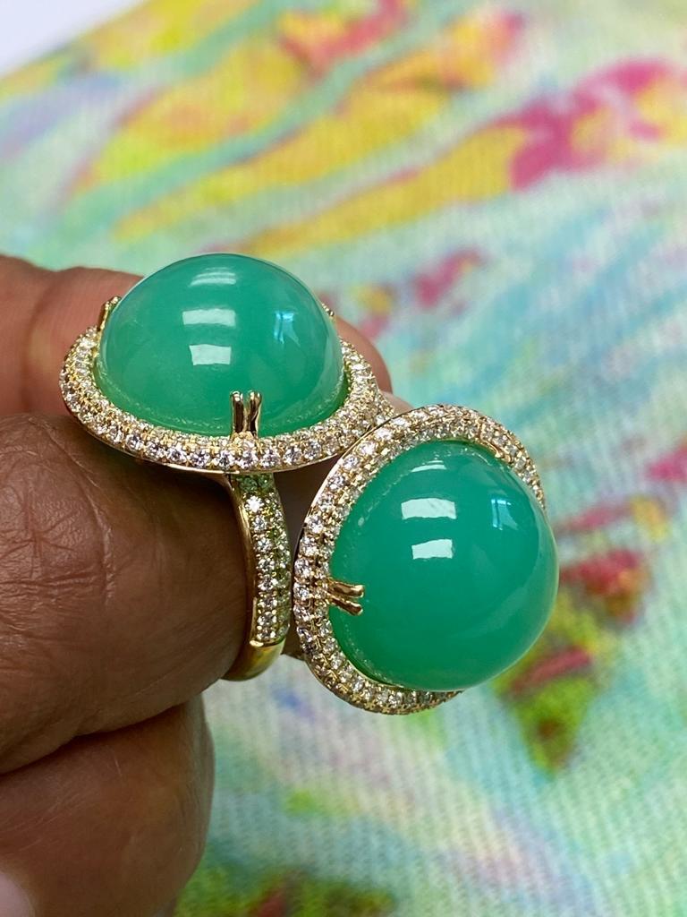 Goshwara Round Chrysoprase And Diamond Ring For Sale 10