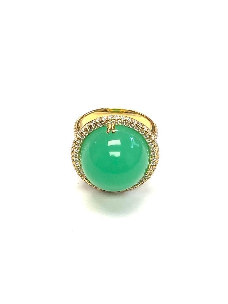 Goshwara Round Chrysoprase And Diamond Ring For Sale 12