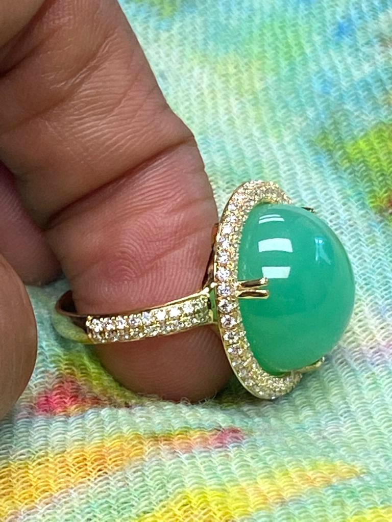 Round Cut Goshwara Round Chrysoprase And Diamond Ring For Sale