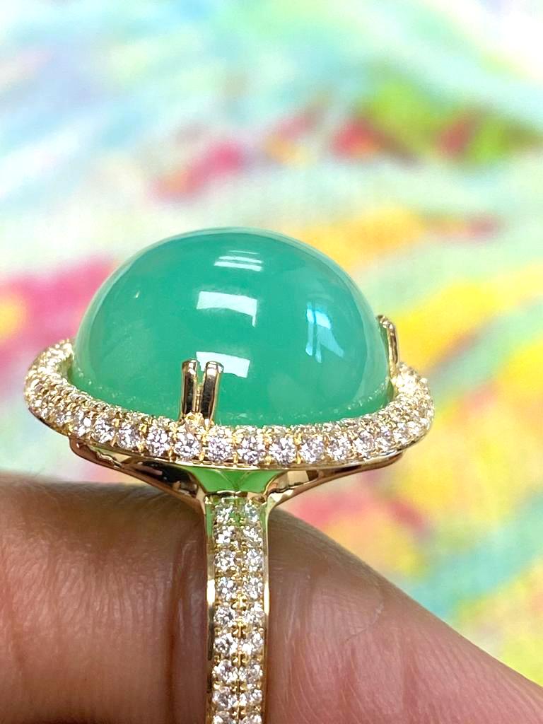 Goshwara Round Chrysoprase And Diamond Ring For Sale 1
