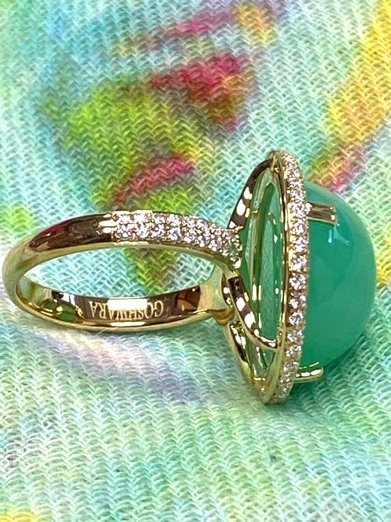 Goshwara Round Chrysoprase And Diamond Ring For Sale 3