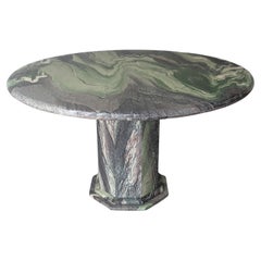 Round Cipollino Ondulato Swirled Marble Dining Table