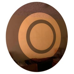 Espejo circular ahumado y cristal dorado by Cristal Arte, Italia, 1970s