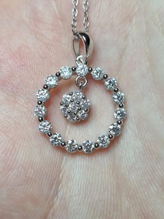 Round Circle Moissanite Pendant Necklace 925 Sterling Silver Birthday Gift.