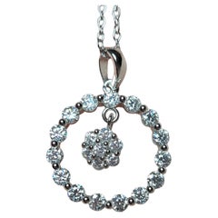 Round Circle Moissanite Pendant Necklace 925 Sterling Silver Birthday Gift.