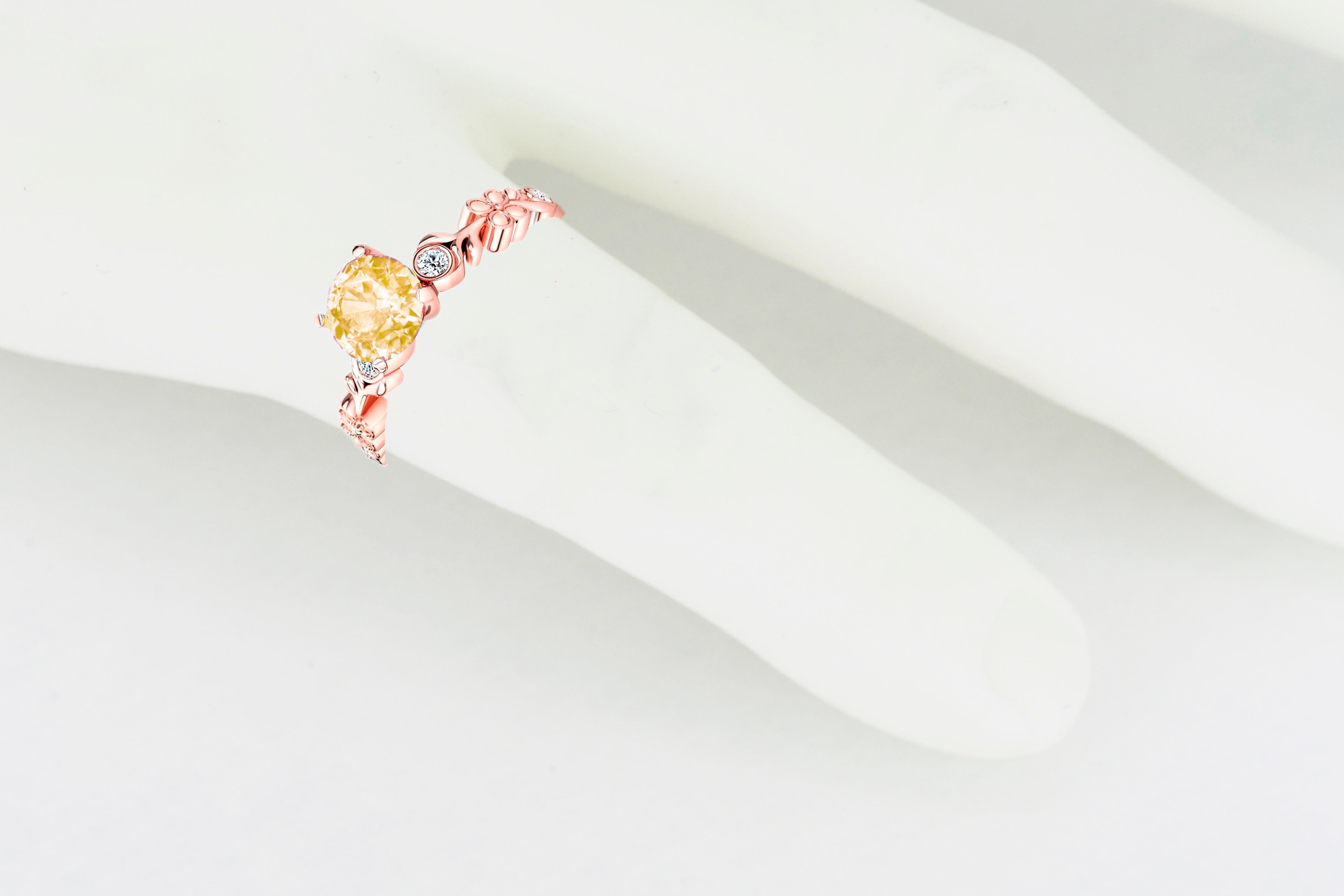 For Sale:  Round citrine 14 gold ring. 6