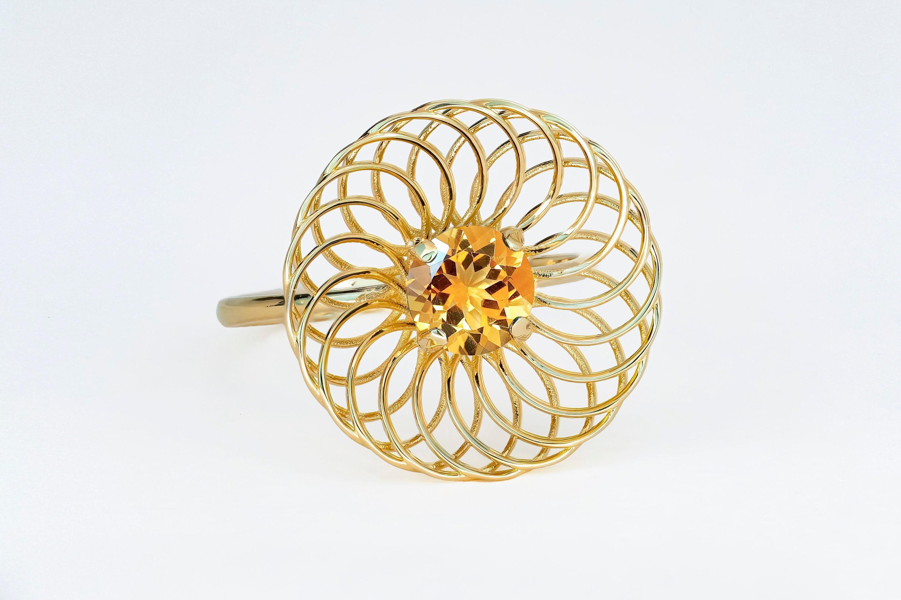 For Sale:  Round Citrine everyday ring 7
