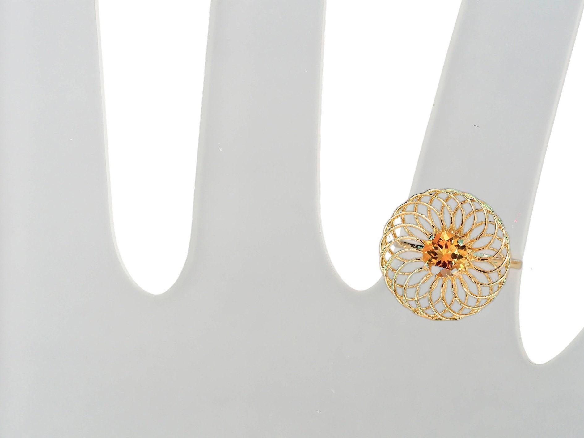 For Sale:  Round Citrine everyday ring 8
