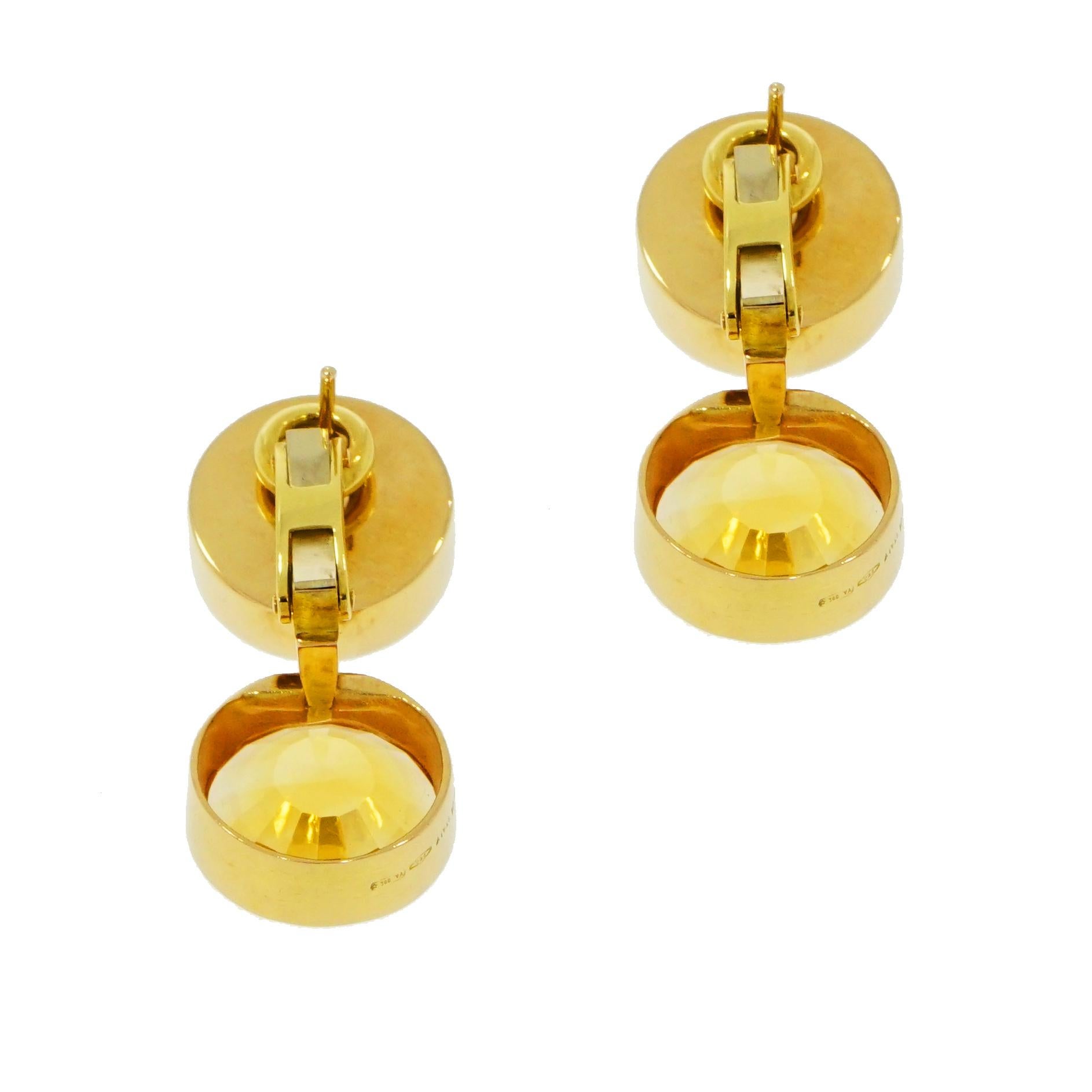 Modern Round Citrine Yellow Gold Manfredi Earrings