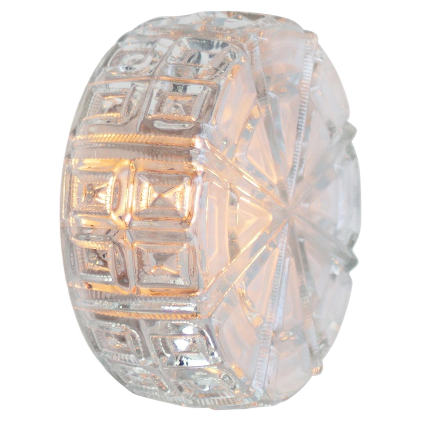 Round Clear Glass Mid-Century Sconce Flush Mount