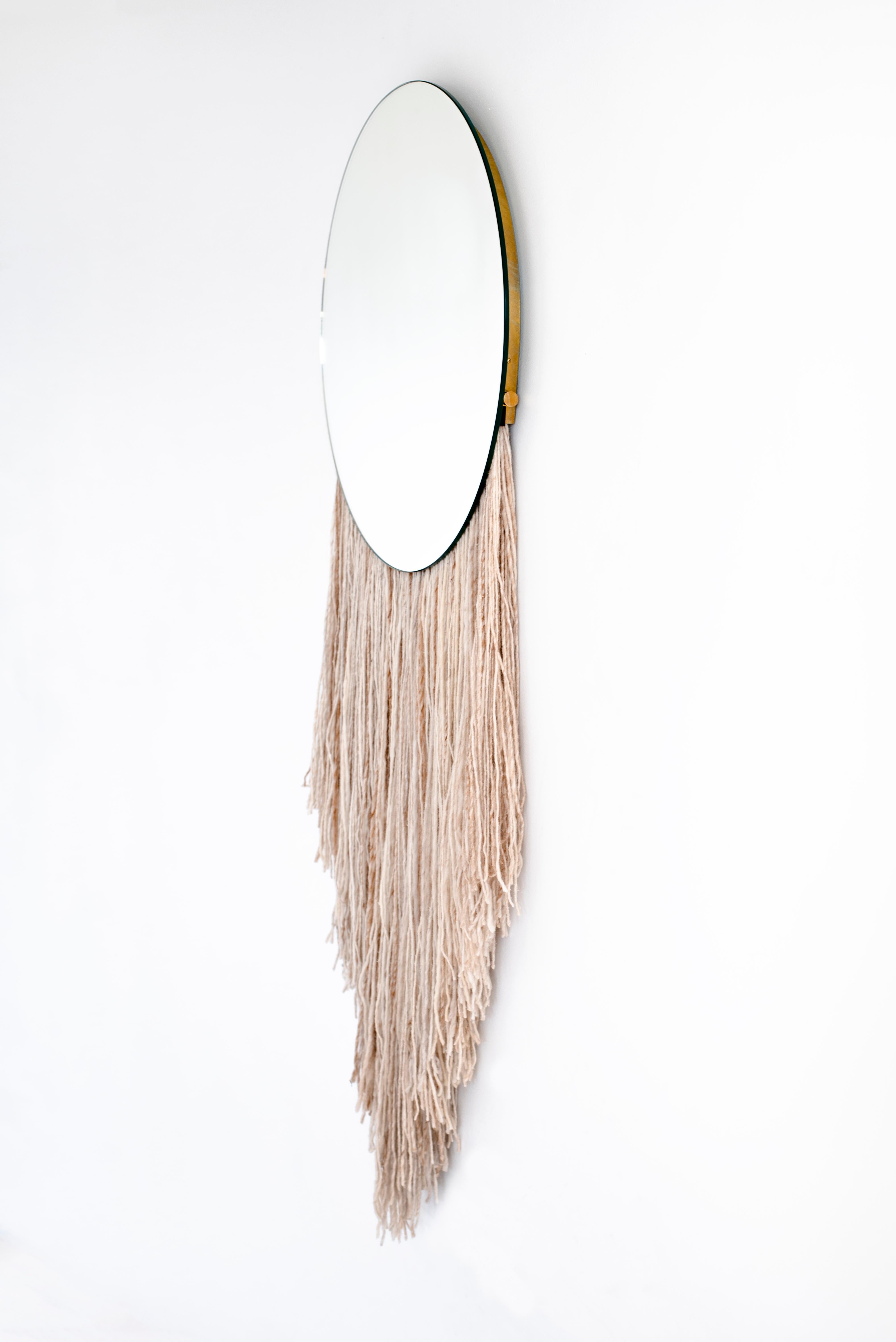American Round Clear Mirror with Fiber - Contemporary Eos Mirror by Ben & Aja Blanc For Sale